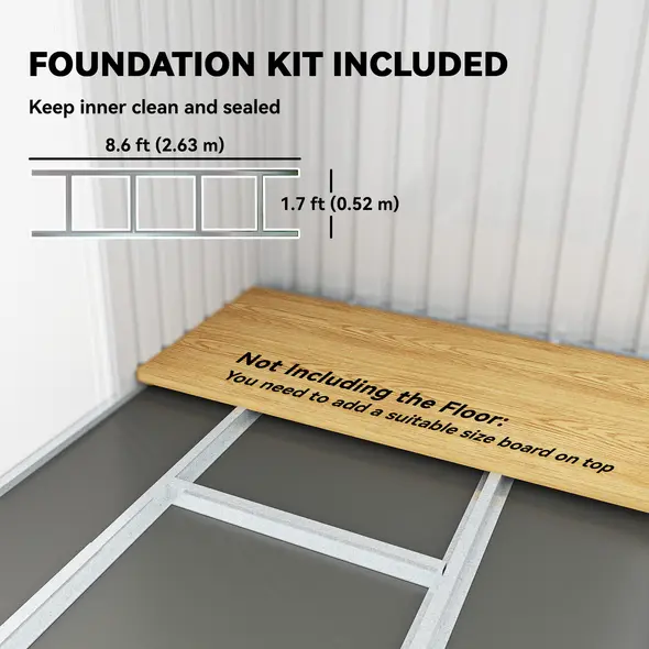 Outsunny 4 x 9ft Metal Shed, with Foundation Shed - Brown - 6