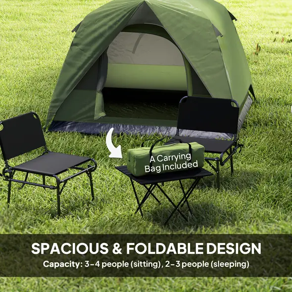 Outsunny 3-4 Person Camping Tent, Easy Set Up Waterproof Dome Tent with Sewn-in Groundsheet, Mesh Windows, Pocket and Hook for Camping, Hiking, Backpacking, Olive Green and Grey - 4