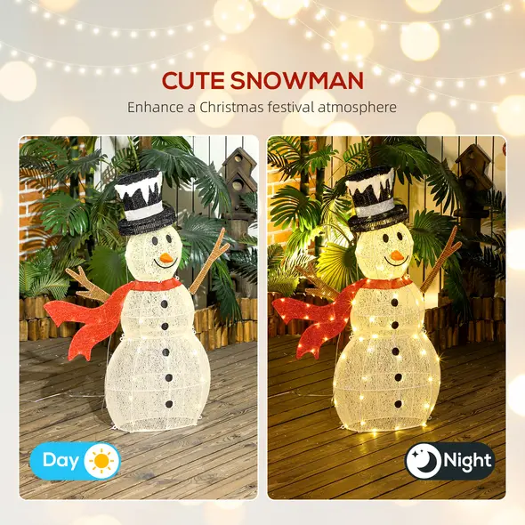 Outsunny 3ft 78 LED Light Outdoor Snowman Decoration, with Accessories - 4