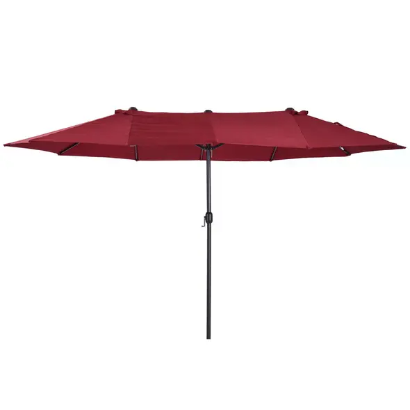 Outsunny 4.6m Double-Sided Patio Parasol Sun Umbrella-Wine Red - 1