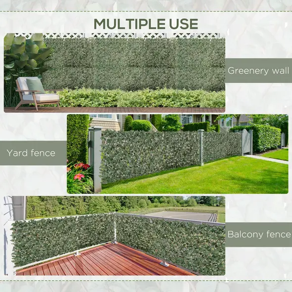 Outsunny 4 Pieces Expanding Trellis Fence, 2m x 1m Decorative Trellis with Artificial Leaves Garden Telescopic Hedge Privacy Screen Greenery Walls for Garden Balcony Home Decor - 6