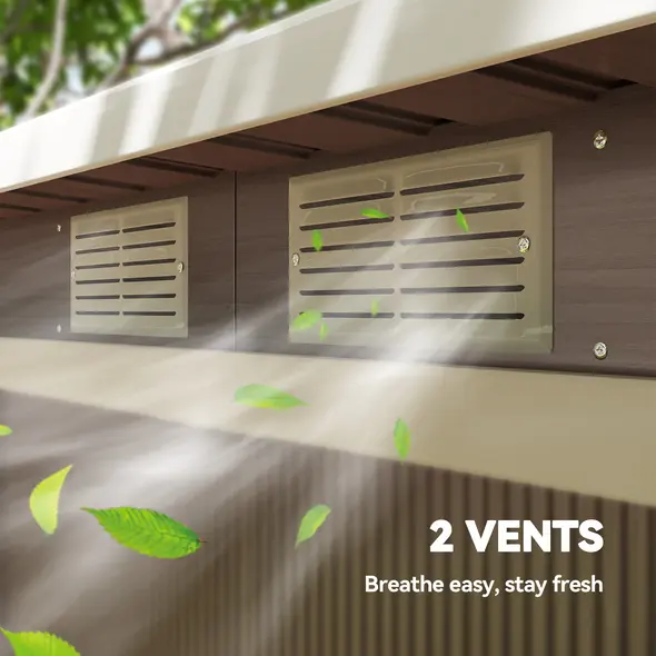 Outsunny 4 x 9ft Metal Shed, with Foundation Shed - Brown - 8