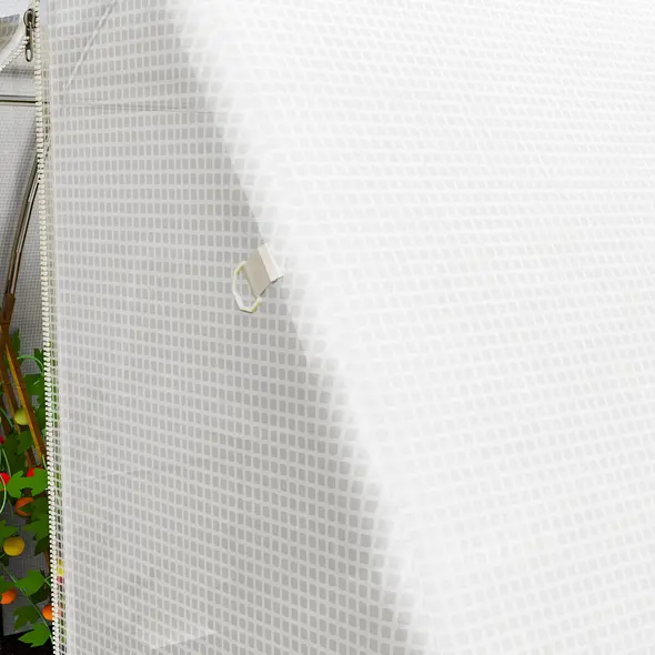 Outsunny 4 x 3 x 2m Polytunnel Greenhouse Replacement Cover ONLY Winter Garden Plant PE Cover for Tunnel Walk-in Greenhouse with Roll-up Windows Door Outdoor, White - 8