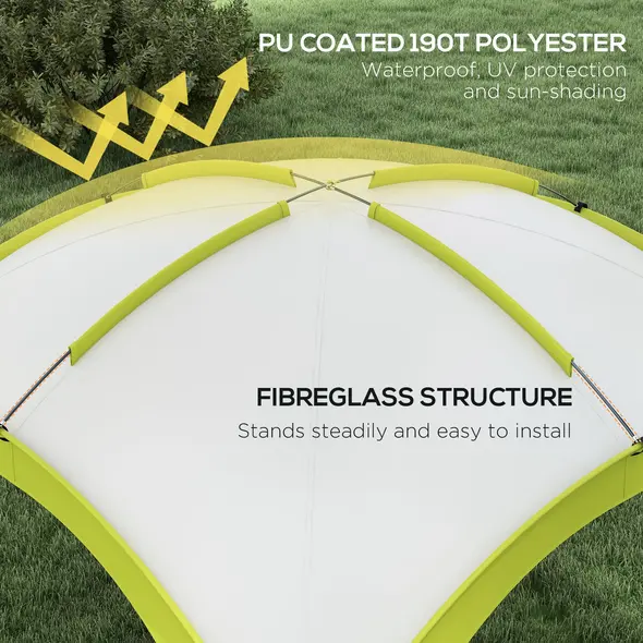 Outsunny 3.5 x 3.5M Camping Gazebo, Outdoor Event Shelter Dome Tent Garden Sun Shelter Patio Spire Arc Pavilion Camp Sun Shade Tent for 6-8 Person, Green - 4