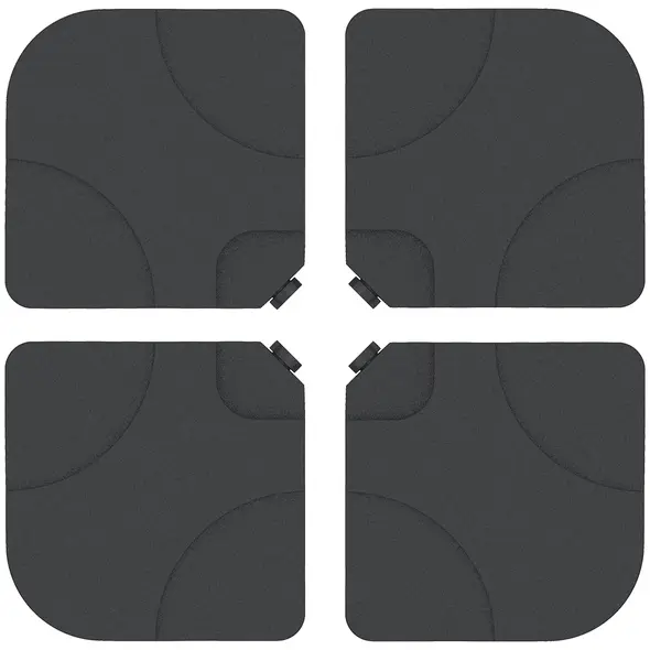 Outsunny 4 Pieces Parasol Base Stand Weights for Banana Hanging Cantilever Umbrella, Water and Sand Filled, Up to 72kg, Black - 1