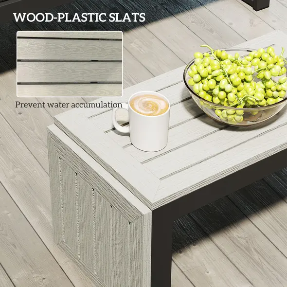 Outsunny 4 Seater L Shaped Aluminium Sectional Garden Furniture Set with 2 Loveseats and Wood-Plastic Coffee Table - Dark Grey - 8