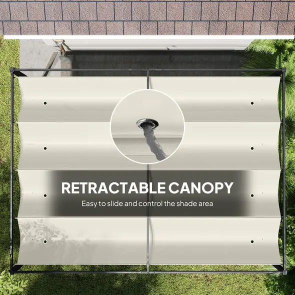 Outsunny 4 x 3(m) Metal Pergola with Retractable Roof, Garden Gazebo Canopy Shelter for Outdoor, Patio, Cream White - 6