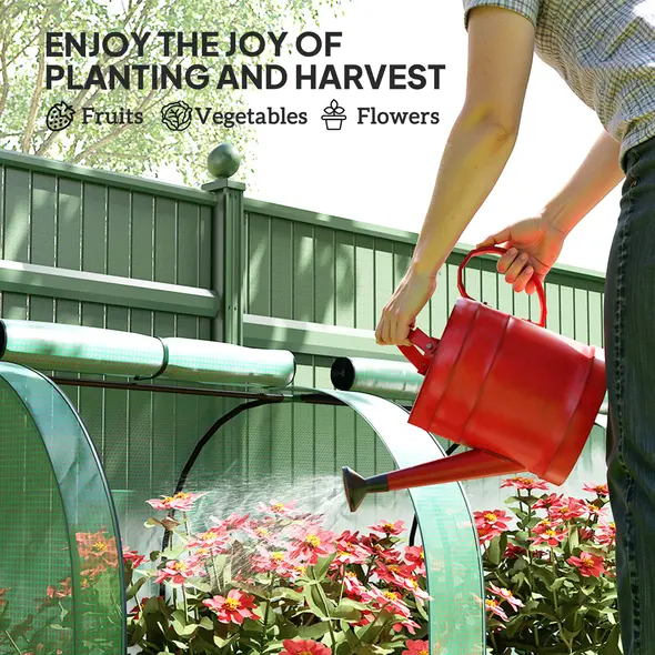 Outsunny 395  x 100 cm Low Tunnel Greenhouse - Green - 7