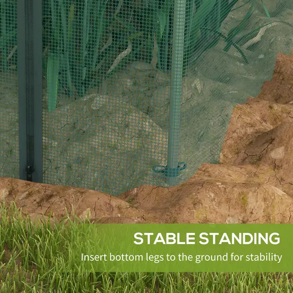 Outsunny 360 x 120cm Galvanised Steel Fruit Cage, Plant Protection Tent with Zipped Door, Green - 7