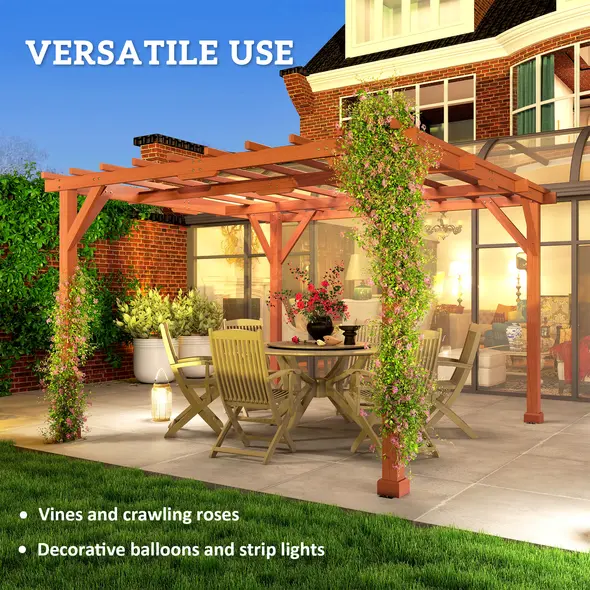 Outsunny 3.3 x 3.3 m Wooden Pergola Kit, Graden Pergola Gazebo Grape Trellis with Stable Structure for Climbing Vines, Flowers - 6