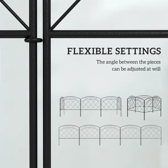 Outsunny 3m Decorative Metal Garden Fence - Diamond and Swirl Pattern - 5