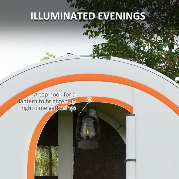 Outsunny 3000mm Waterproof Camping Tent, 5-6 Man Family Tent with Living and Bedroom, Carry Bag Included, Cream and Orange - 5