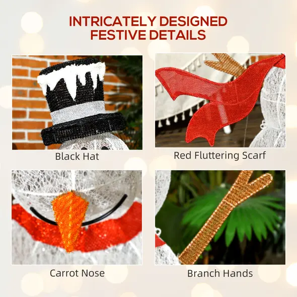 Outsunny 3ft 78 LED Light Outdoor Snowman Decoration, with Accessories - 8