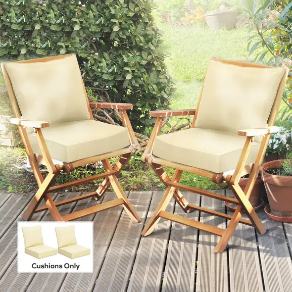 Outsunny 4 Pieces Outdoor Seat and Back Cushion Set Patio Deep Seating Chair Replacement Cushion, Beige - 2