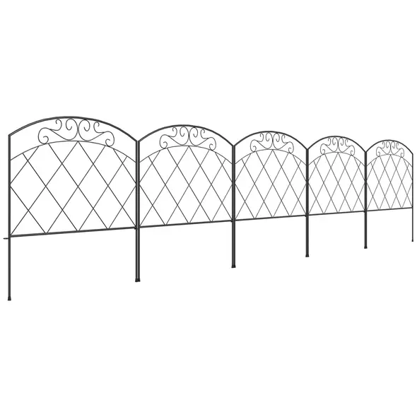 Outsunny 3m Decorative Metal Garden Fence - Diamond and Swirl Pattern - 1