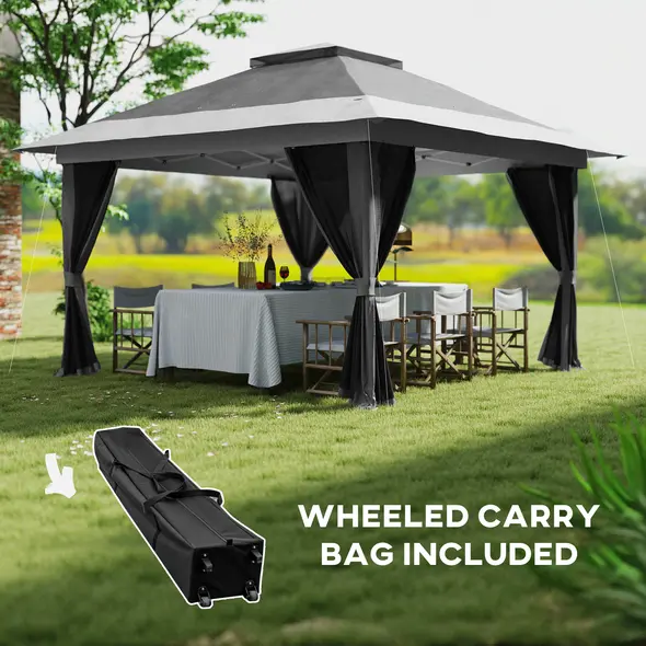 Outsunny 3.6 x 3.6m Pop-Up Gazebo, with Accessories - Grey - 7