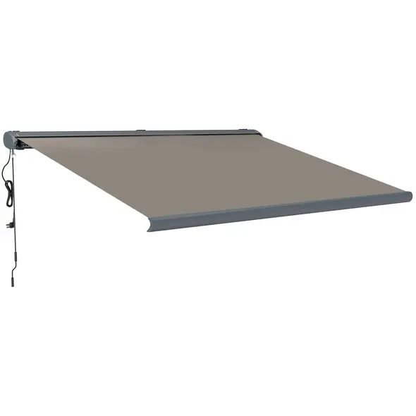 Outsunny 4 x 3(m) Full Cassette Electric Awning with Remote Controller, Aluminium Frame DIY Retractable Garden Awning, UPF50+ Sun Shade Canopy for Deck Door Window, Light Grey - 1