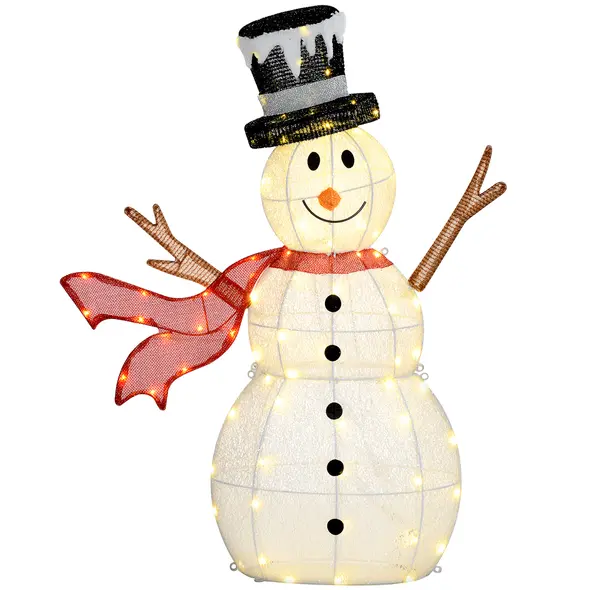 Outsunny 3ft 78 LED Light Outdoor Snowman Decoration, with Accessories - 1