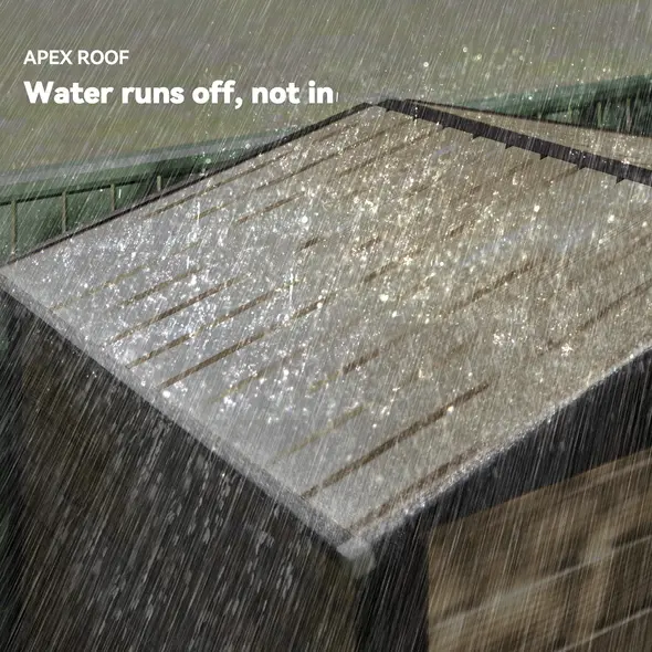 Outsunny 4 x 6ft Galvanised Steel Garden Shed, with Lock and Gloves - Oak - 8