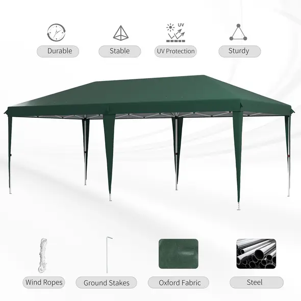 Outsunny 6 x 3 m Pop-Up Steel Frame Gazebo - Green - 6
