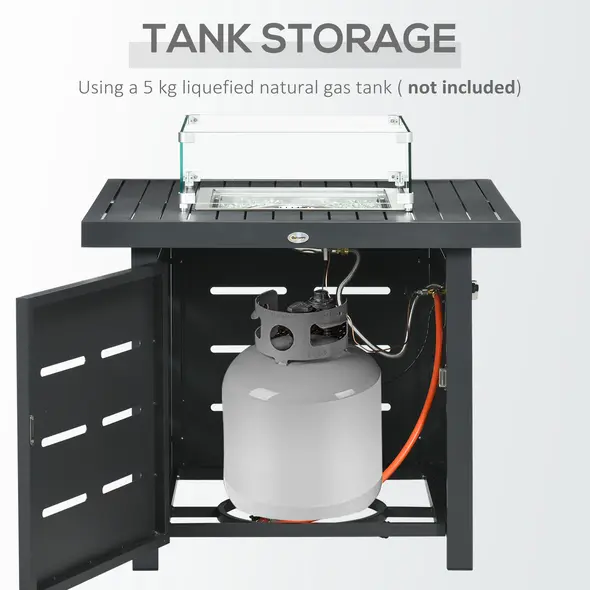 Outsunny 5-Piece Aluminium Garden Furniture Sets, 4 Seater Outdoor Conversational Dining Set with Gas Fire Pit Table Cushions for Yard, Poolside, Patio, Grey - 5