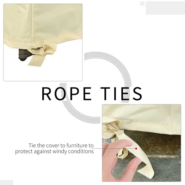 Outsunny 600D Oxford Cloth Furniture Cover, 2 Seater Sofa Protector for Garden Patio, Outdoor, Waterproof, Beige, 140L x 84W x 56/94H cm - 6