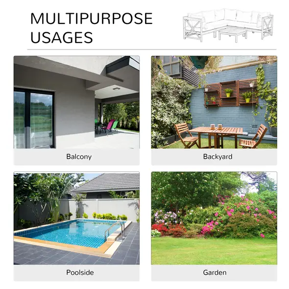 Outsunny 6 PCS Elegant Wood Frame Outdoor Patio Dining Set w/ Cushions Coffee Table Garden Furniture Sofa Comfort Balcony Patio Cream White - 6