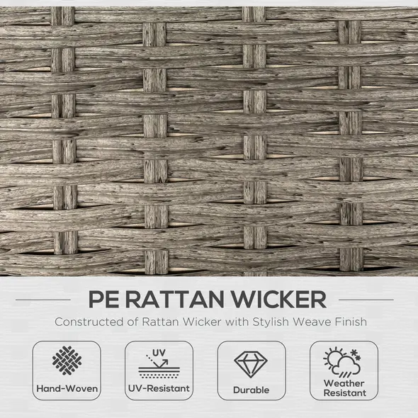 Outsunny 6 Pieces Outdoor PE Rattan Garden Furniture, Patio Wicker Sectional Conversation Corner Sofa w/ Soft Padded Cushion & Liftable Coffee Table, Light Grey - 5