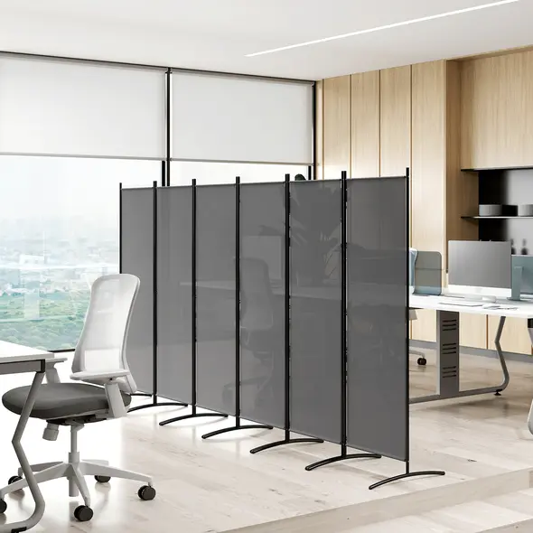 Outsunny 6 Panel Folding Room Divider Foldable Freestanding Garden Privacy Screen, 332 x 172 cm, Dark Grey - 9