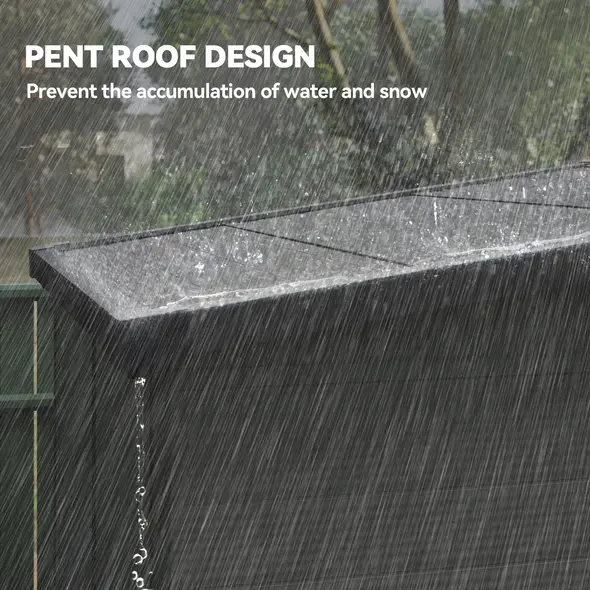 Outsunny 6 x 6ft Outdoor Storage Shed, Plastic Garden Shed with Windows and Air Vents, Outdoor Resin Tool Shed with Latch Doors for Garden, Deck, Dark Grey - 8