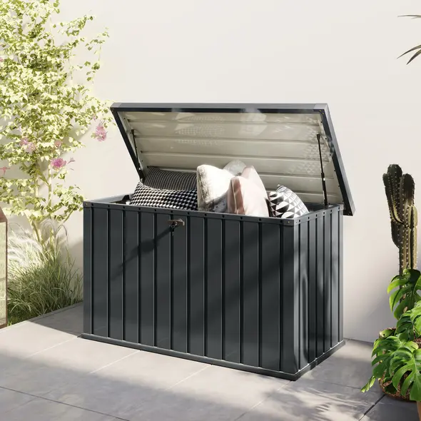 Outsunny 400L Galvanised Steel Garden Storage Box - 9