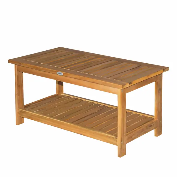 Outsunny 45 x 90cm Acacia Wood Two-Tier Garden Table - 1