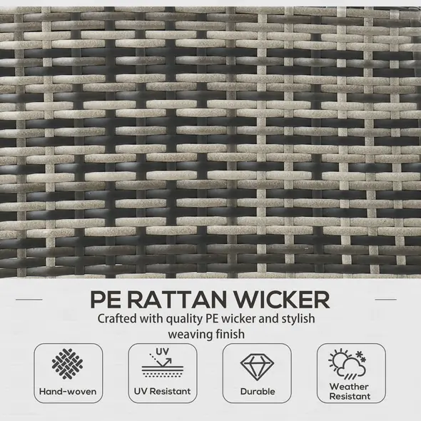 Outsunny 5 Seater Rattan Garden Furniture Set, 2 Armchairs, 3-Seater Wicker Sofa, 2 Footstools and Glass Table, 6 Piece Patio Rattan furniture Sofa Sets with Cushions for Conservatory, Mixed Grey - 5