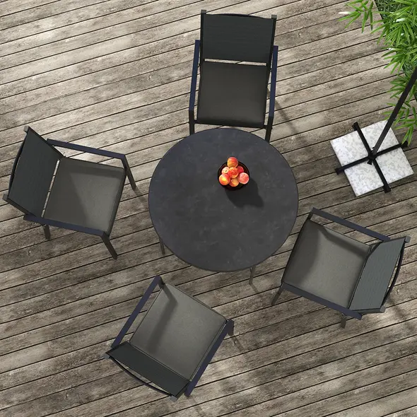 Outsunny 4-Piece Seat Cushions Pillow Replacement, Patio Chair Cushions Set with Ties for Indoor Outdoor, Charcoal Grey - 6