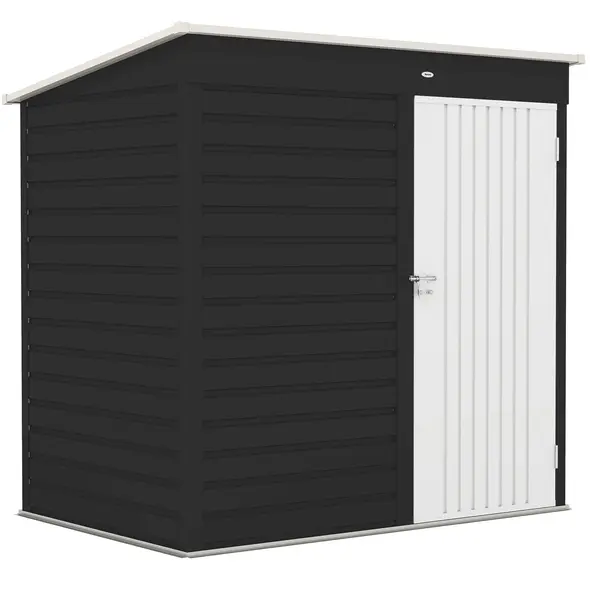 Outsunny 6 x 4ft Metal Garden Storage Shed, Outdoor Tool Storage Shed with Lockable Door and Gloves for Garden, Patio, Dark Grey - 1