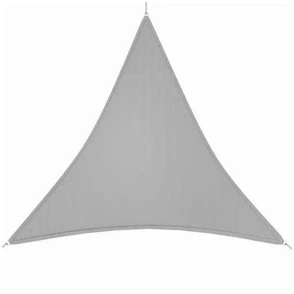 Outsunny 4x4x4m Triangle Sun Shade Sail, Outdoor UV Protection HDPE Canopy, Patio Deck Shelter with Steel Rings and Ropes, Grey - 1