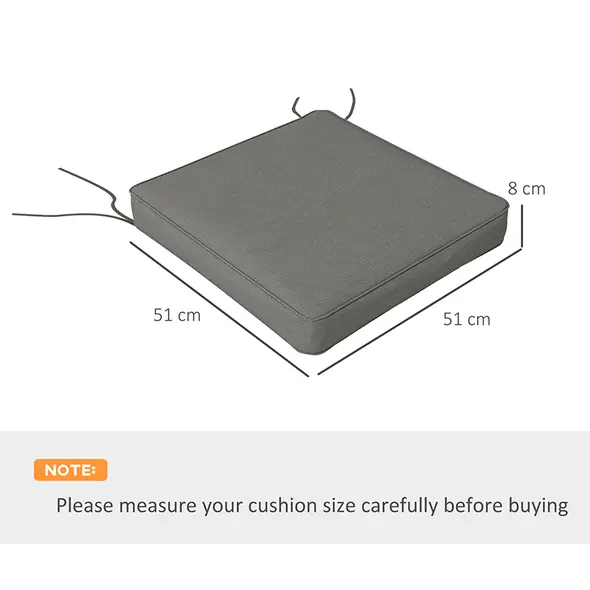Outsunny 4-Piece Seat Cushions Pillow Replacement, Patio Chair Cushions Set with Ties for Indoor Outdoor, Charcoal Grey - 3