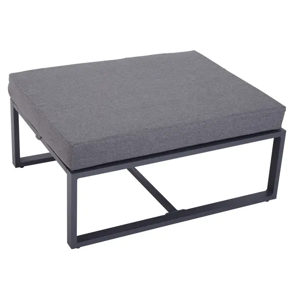 Outsunny 6 PCs Outdoor Indoor Sectional Sofa Set Thick Padded Cushions Aluminium Frame 5 Seaters 1 Coffee Table Footrest Grey - 9