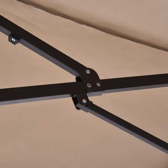 Outsunny 4.6m Garden Parasol Double-Sided Sun Umbrella Patio Market Shelter Canopy Shade with Weight Base, Tan - 8