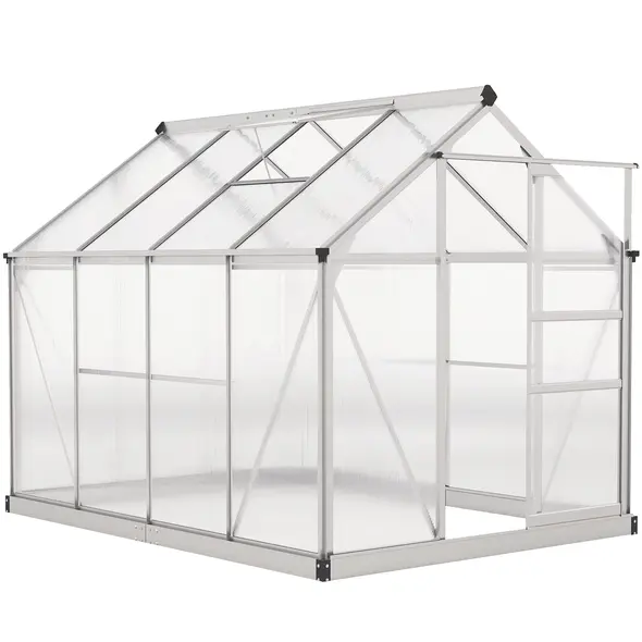 Outsunny 6 x 8ft Walk-In Greenhouse, with Sliding Door - Clear - 1