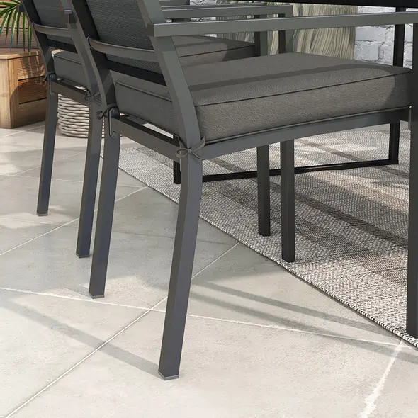 Outsunny 4-Piece Seat Cushions Pillow Replacement, Patio Chair Cushions Set with Ties for Indoor Outdoor, Charcoal Grey - 7