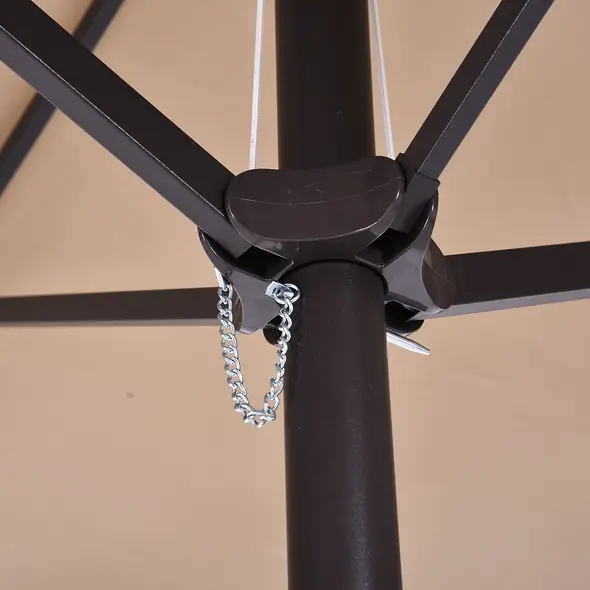 Outsunny 4.6m Garden Parasol Double-Sided Sun Umbrella Patio Market Shelter Canopy Shade with Weight Base, Tan - 9