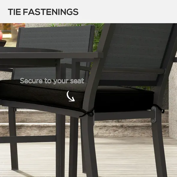 Outsunny 4-Piece Seat Cushions Pillow Replacement, Patio Chair Cushions Set with Ties for Indoor Outdoor, Black - 5