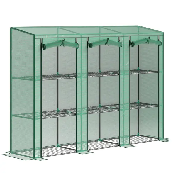 Outsunny 46 x 215cm Nine-Shelf Greenhouse - Green - 1