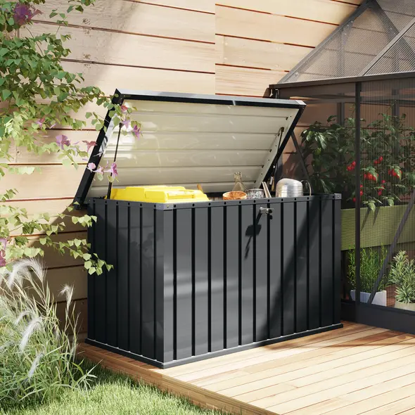Outsunny 400L Galvanised Steel Garden Storage Box - 8
