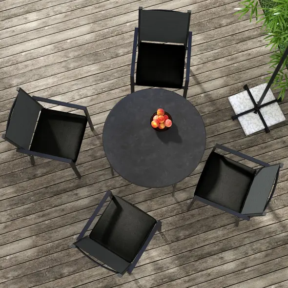 Outsunny 4-Piece Seat Cushions Pillow Replacement, Patio Chair Cushions Set with Ties for Indoor Outdoor, Black - 6