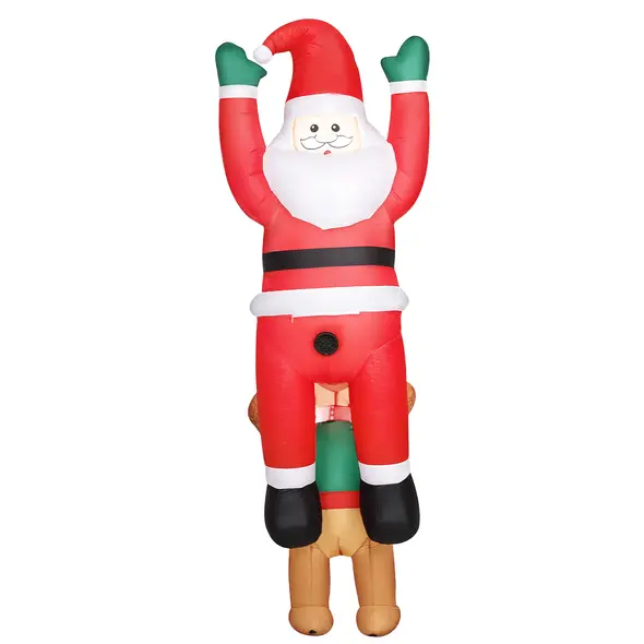 Outsunny 7FT Hanging Christmas Inflatable Santa with Dog, Christmas Blow Up Decoration with Built-in LED Lights for Garden, Indoor Outdoor Home Decor - 1
