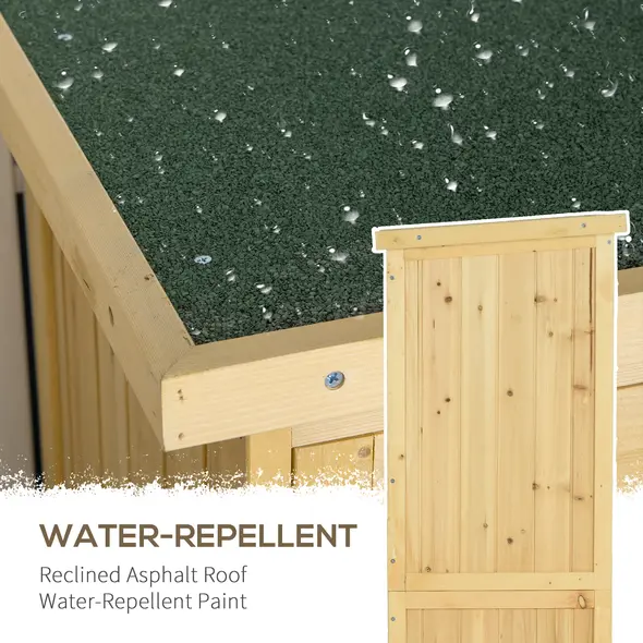 Outsunny 87 x 47 x 160cm Wooden Garden Shed, Sheds & Outdoor Storage with Asphalt Roof and 2 Lockable Doors, Natural - 4