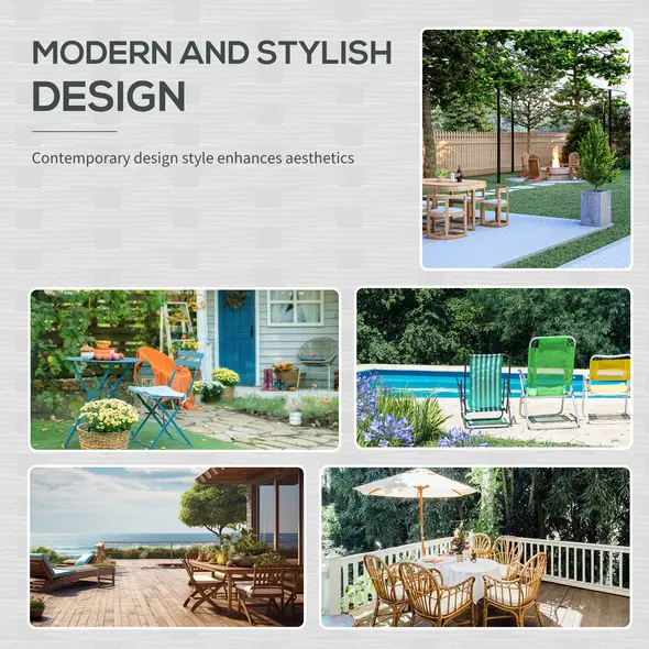 Outsunny 8-Seater Garden Rattan Furniture Rattan Corner Dining Sofa Set Wicker Conservatory Furniture Lawn Patio Coffee Table Foot Stool w/Cushion-Black - 5