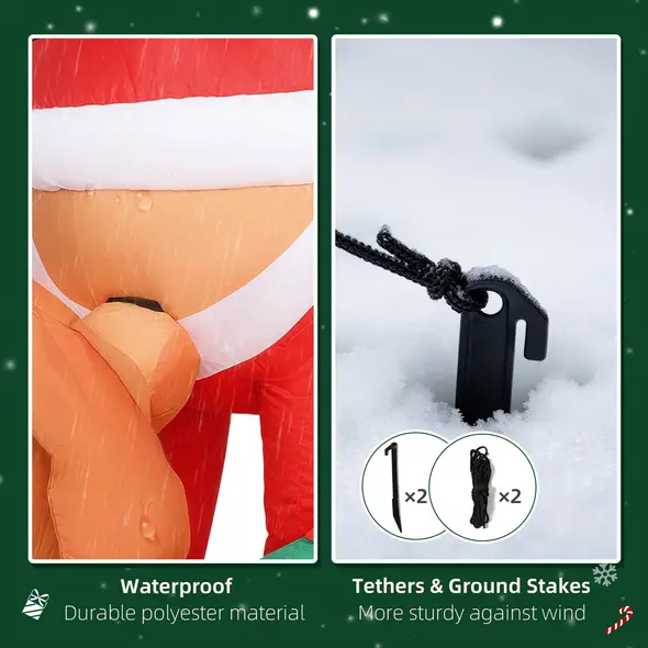 Outsunny 7FT Hanging Christmas Inflatable Santa with Dog, Christmas Blow Up Decoration with Built-in LED Lights for Garden, Indoor Outdoor Home Decor - 6